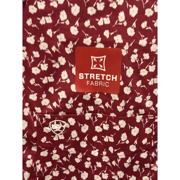 Ariat Pro Series Stretch Shirt Mens Large Tall Work Western Cowboy Spandex Red - Picture 2 of 5